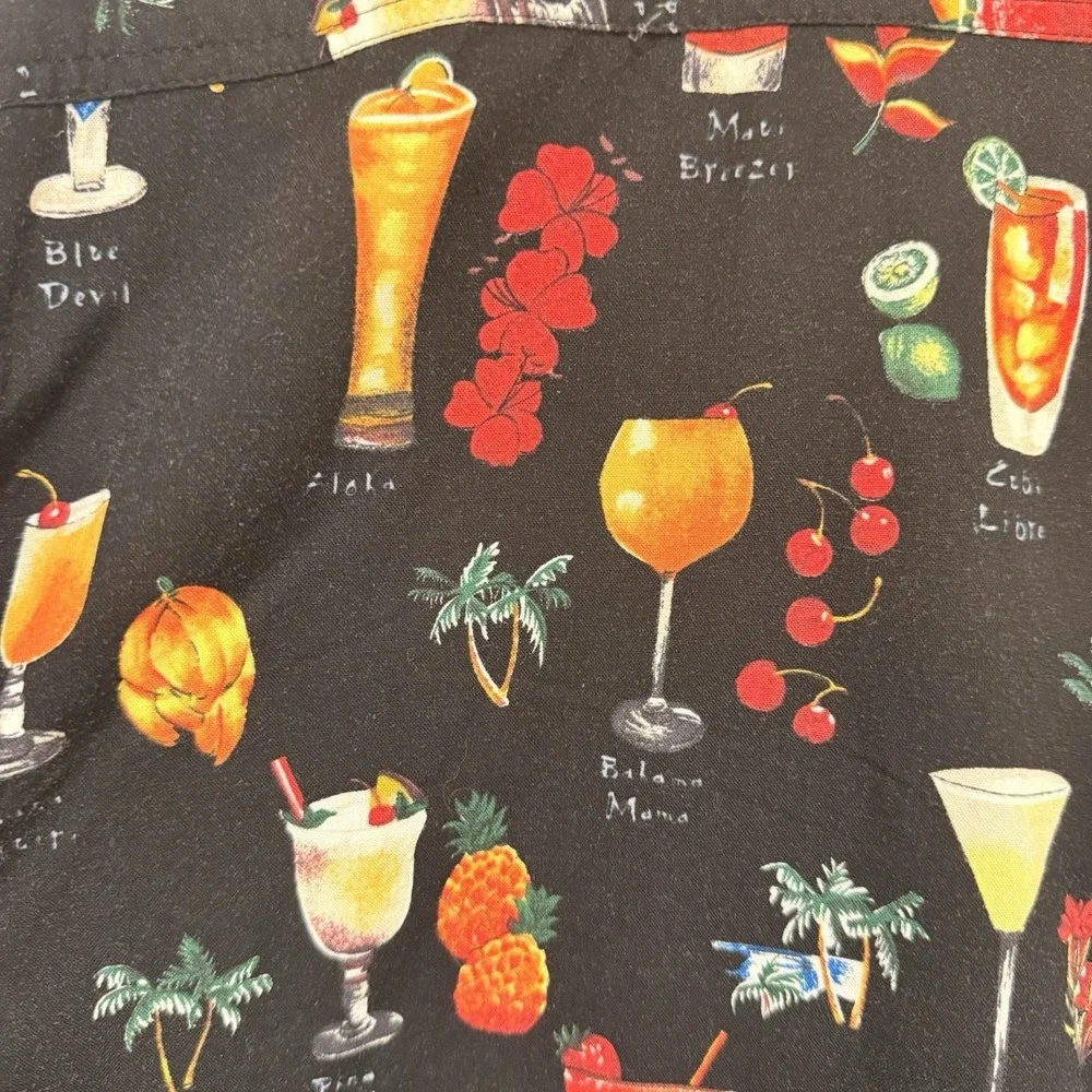 Weekender Traveler Men's VTG Novelty Mixed Drinks SS Button Up Black Multi XL